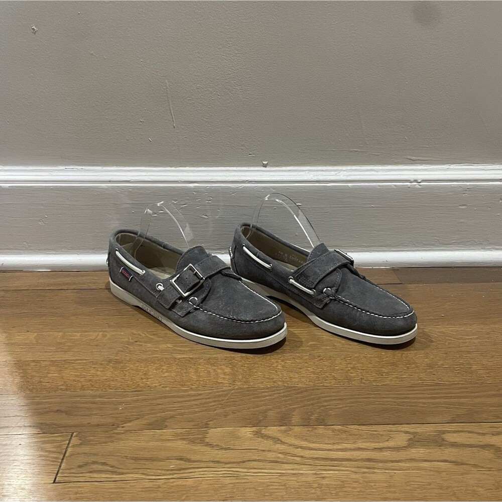 Sebago Docksides Gray Suede Leather Buckle Boat Shoes Nautical Loafers Sz 10
